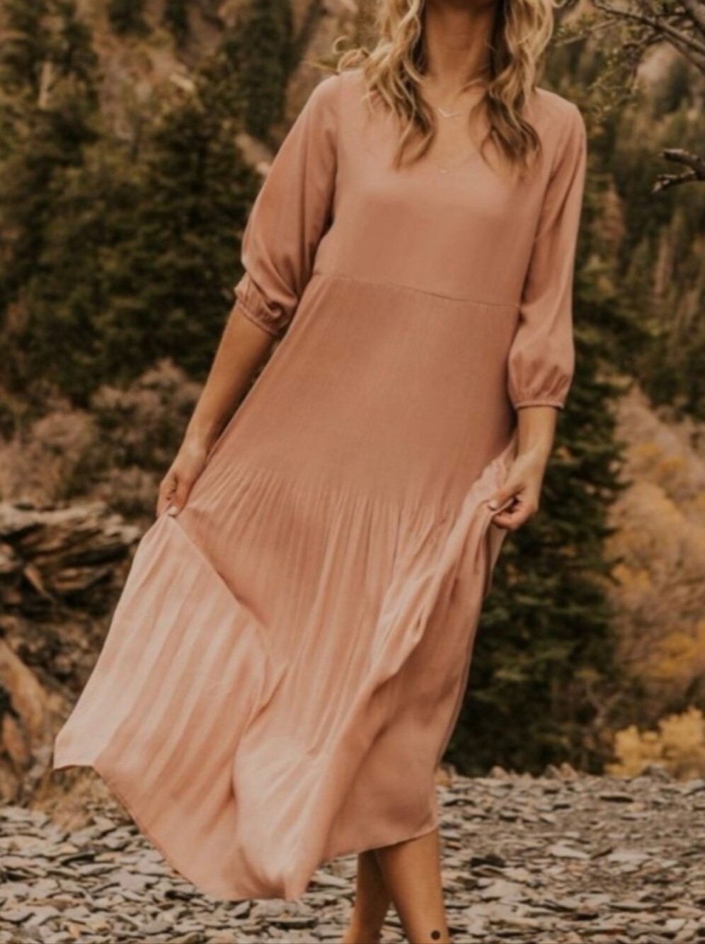 Roolee 3/4 Sleeve Maxi Dress